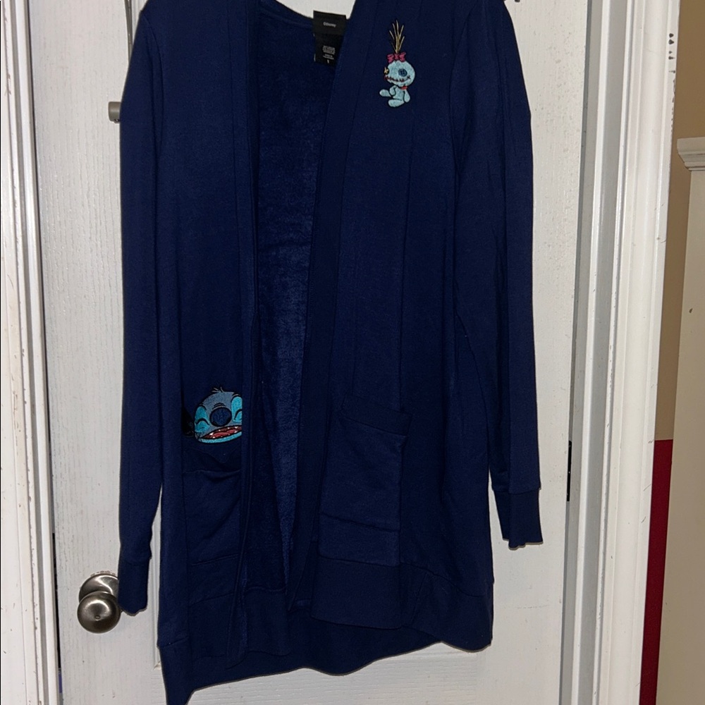 Disney Blue Hooded Sweater cardigan with Stitch Design